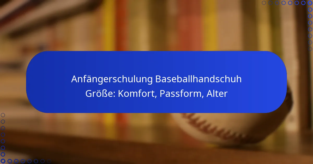 Anfängerschulung Baseballhandschuh Größe: Komfort, Passform, Alter