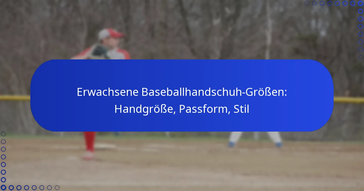 Erwachsene Baseballhandschuh-Größen: Handgröße, Passform, Stil