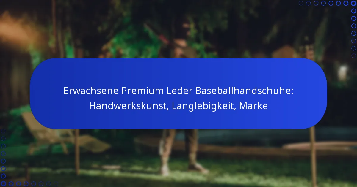 Erwachsene Premium Leder Baseballhandschuhe: Handwerkskunst, Langlebigkeit, Marke