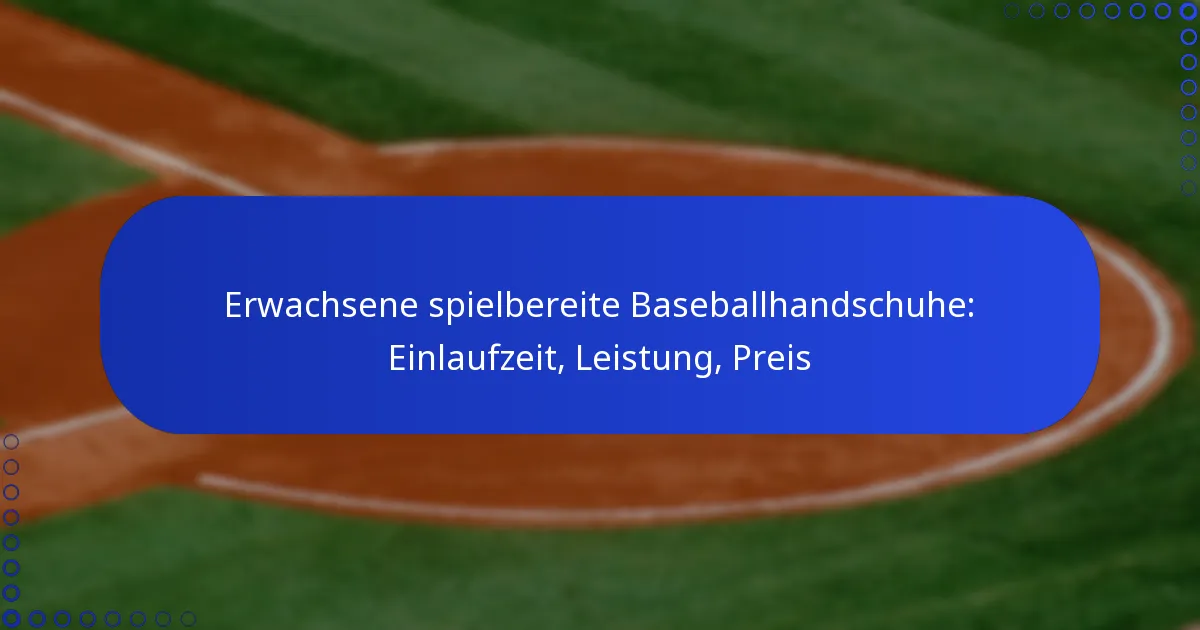 Erwachsene spielbereite Baseballhandschuhe: Einlaufzeit, Leistung, Preis