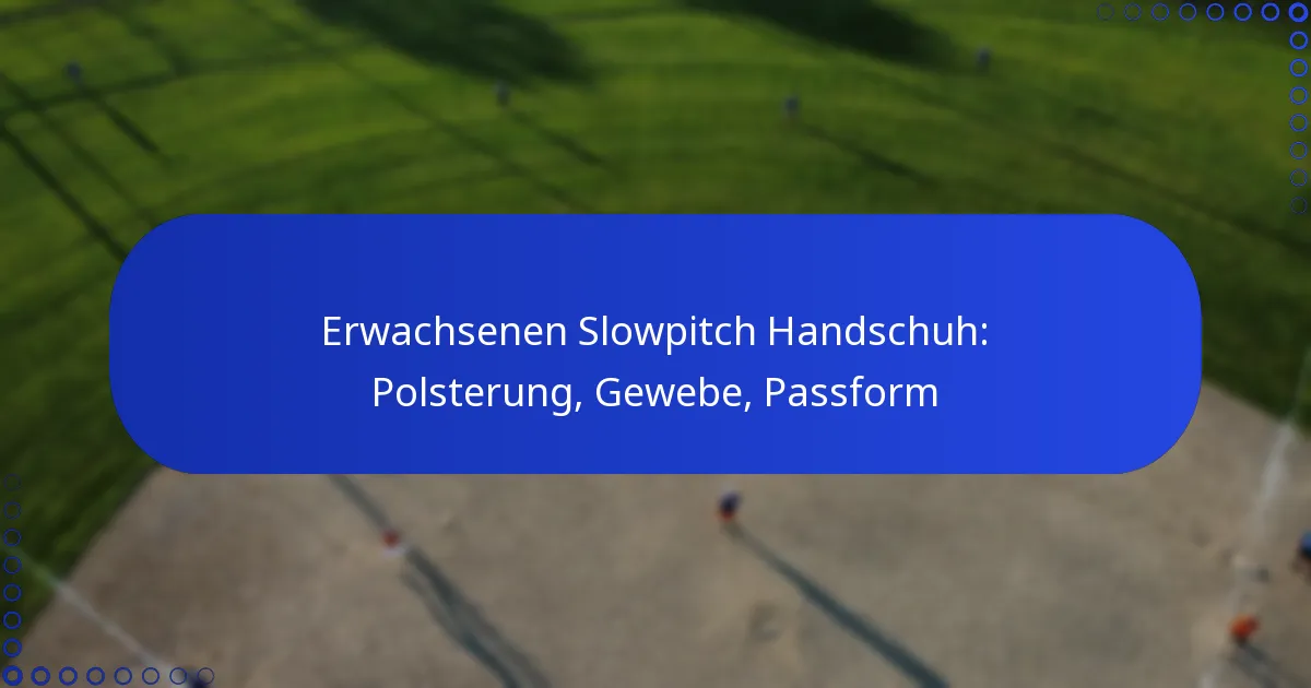 Erwachsenen Slowpitch Handschuh: Polsterung, Gewebe, Passform