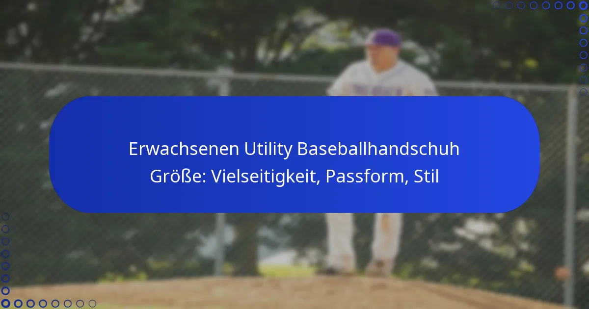 Erwachsenen Utility Baseballhandschuh Größe: Vielseitigkeit, Passform, Stil