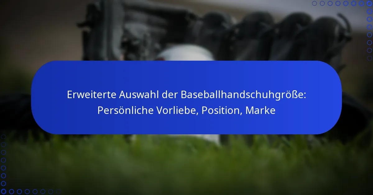 Erweiterte Auswahl der Baseballhandschuhgröße: Persönliche Vorliebe, Position, Marke