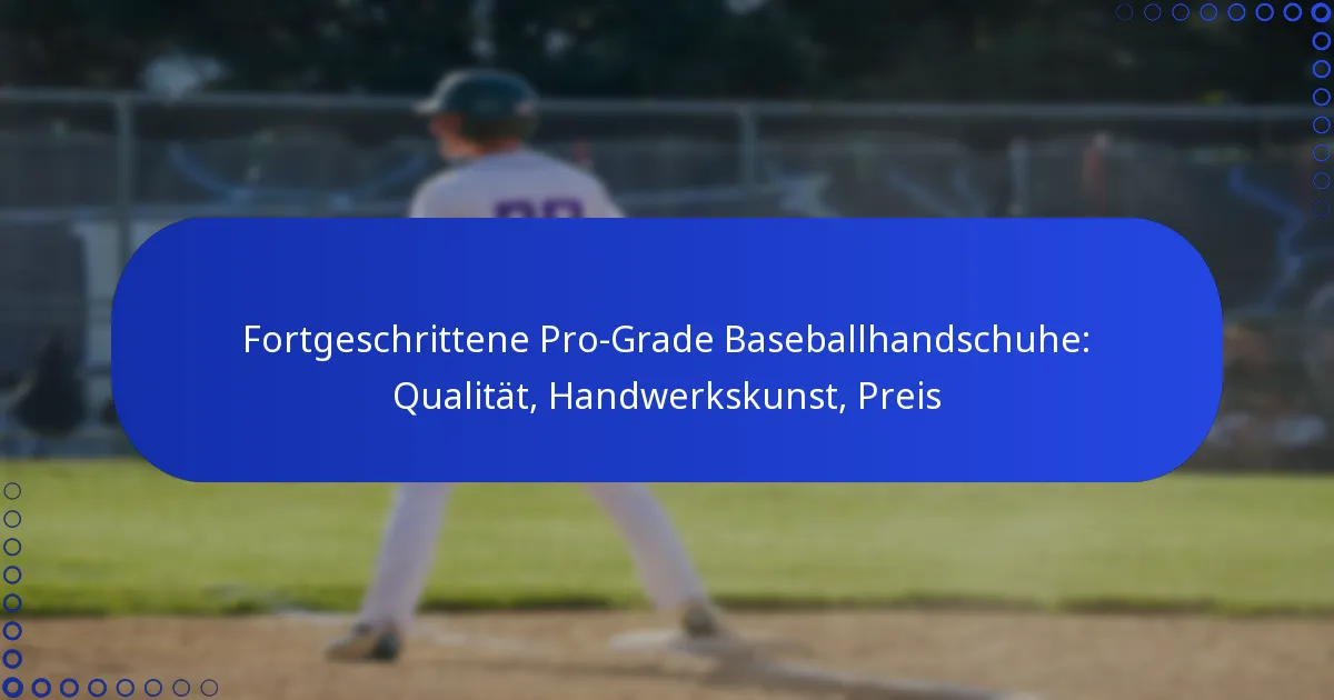 Fortgeschrittene Pro-Grade Baseballhandschuhe: Qualität, Handwerkskunst, Preis