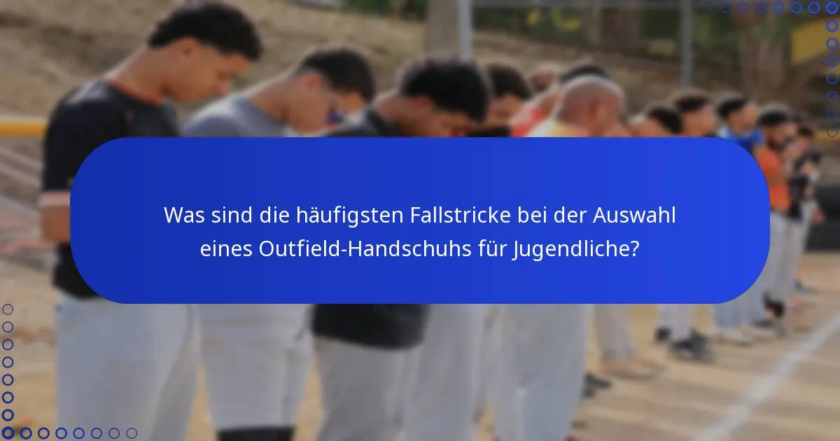Was sind die häufigsten Fallstricke bei der Auswahl eines Outfield-Handschuhs für Jugendliche?