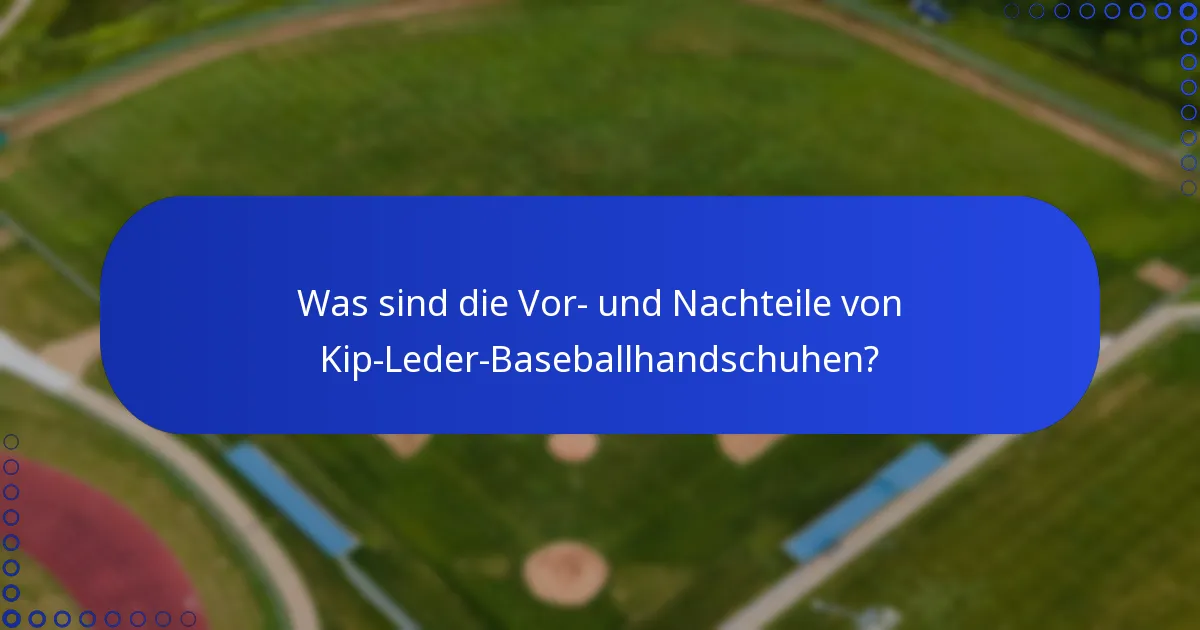 Was sind die Vor- und Nachteile von Kip-Leder-Baseballhandschuhen?