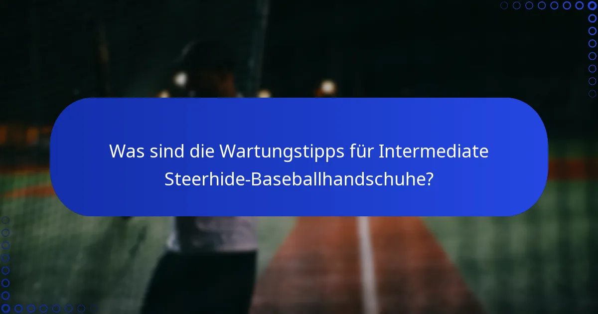 Was sind die Wartungstipps für Intermediate Steerhide-Baseballhandschuhe?