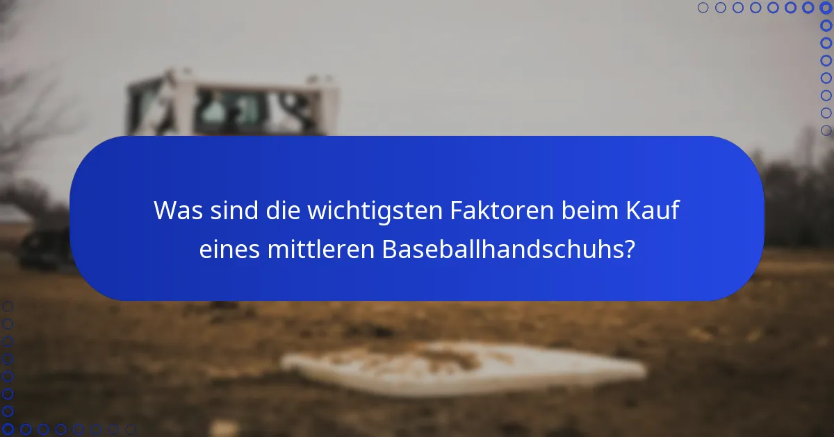 Was sind die wichtigsten Faktoren beim Kauf eines mittleren Baseballhandschuhs?