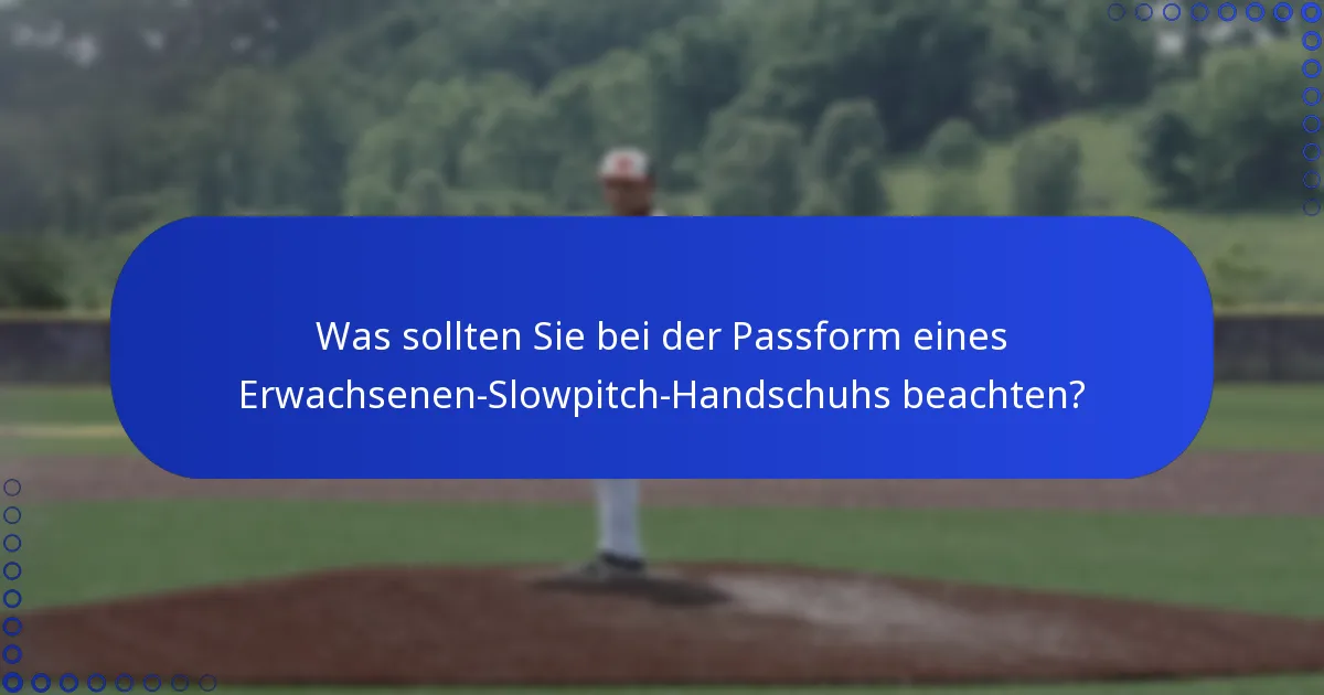 Was sollten Sie bei der Passform eines Erwachsenen-Slowpitch-Handschuhs beachten?
