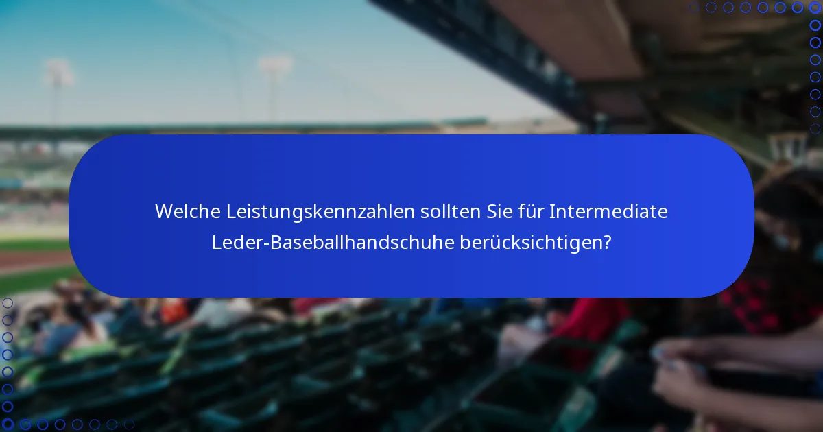 Welche Leistungskennzahlen sollten Sie für Intermediate Leder-Baseballhandschuhe berücksichtigen?