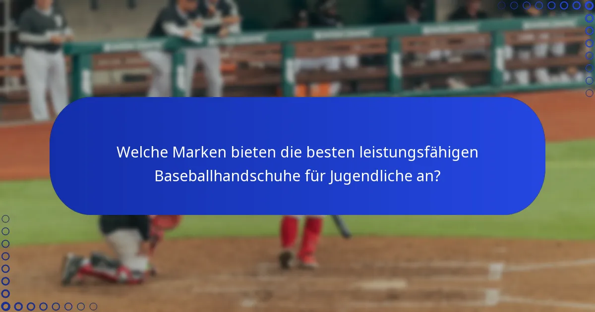 Welche Marken bieten die besten leistungsfähigen Baseballhandschuhe für Jugendliche an?