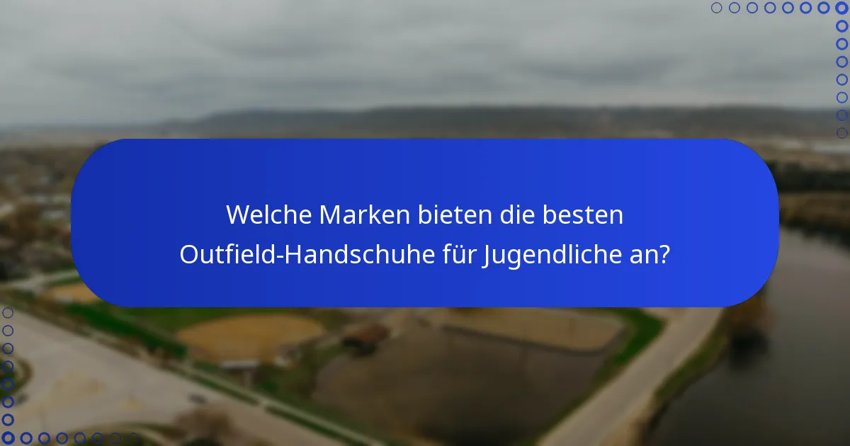 Welche Marken bieten die besten Outfield-Handschuhe für Jugendliche an?