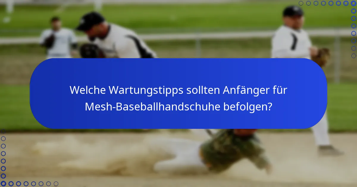 Welche Wartungstipps sollten Anfänger für Mesh-Baseballhandschuhe befolgen?