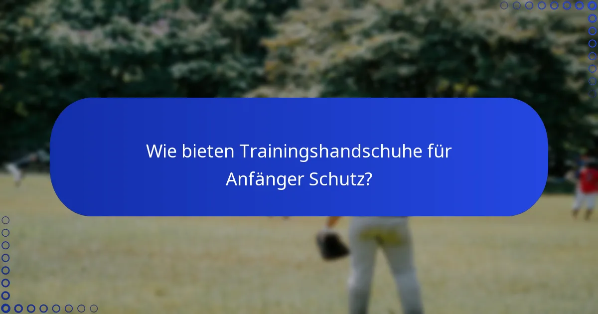 Wie bieten Trainingshandschuhe für Anfänger Schutz?