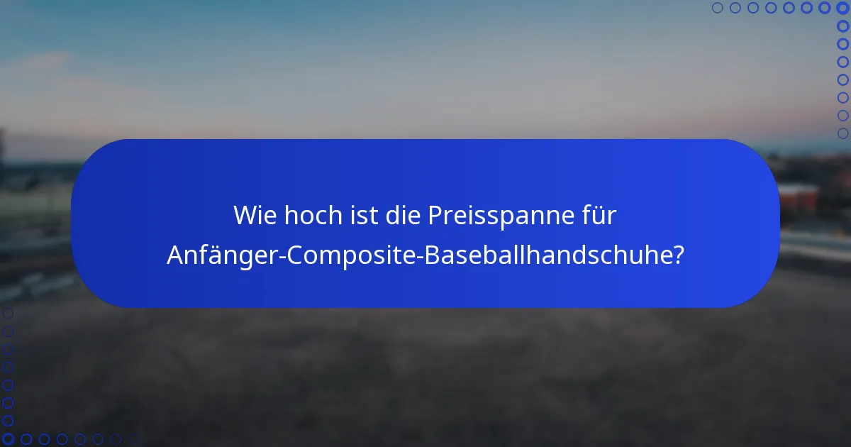 Wie hoch ist die Preisspanne für Anfänger-Composite-Baseballhandschuhe?