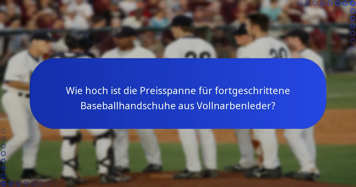 Wie hoch ist die Preisspanne für fortgeschrittene Baseballhandschuhe aus Vollnarbenleder?