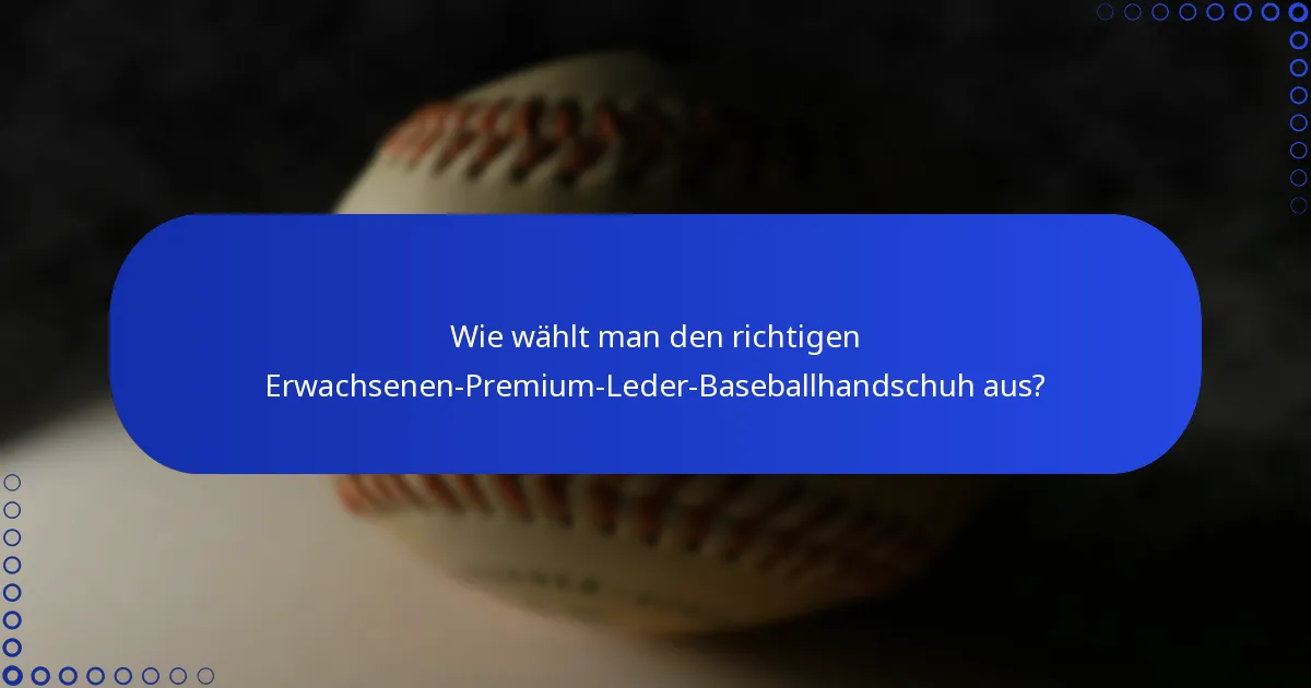 Wie wählt man den richtigen Erwachsenen-Premium-Leder-Baseballhandschuh aus?