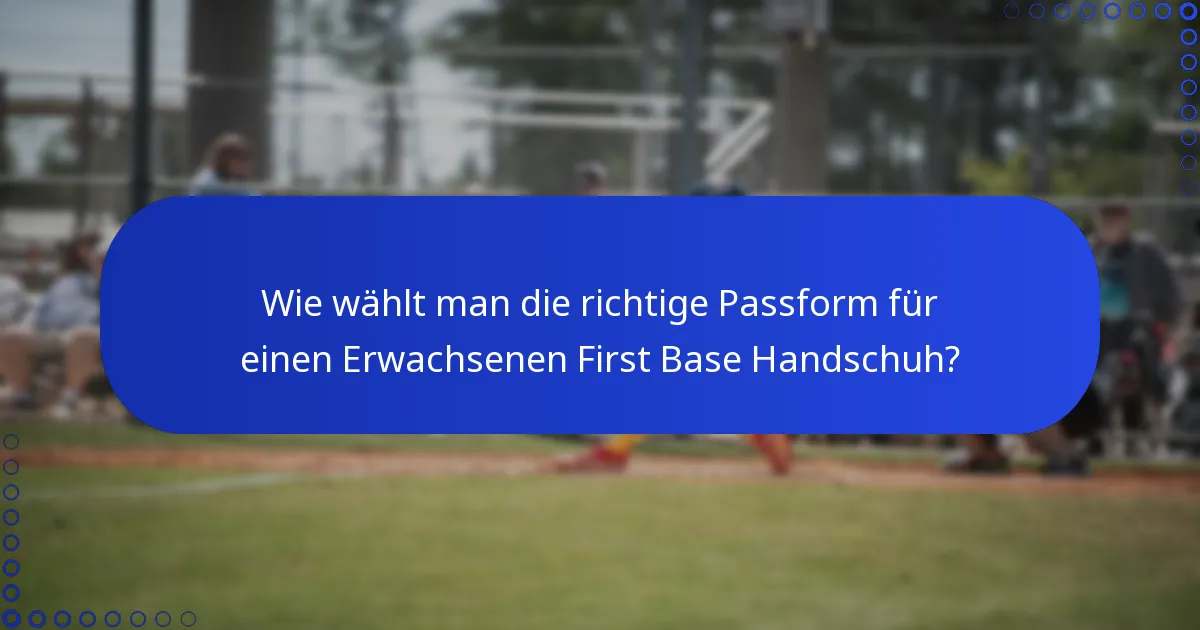 Wie wählt man die richtige Passform für einen Erwachsenen First Base Handschuh?